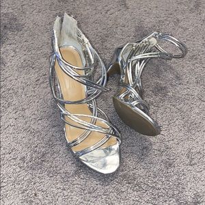 Silver Strap Up Heel